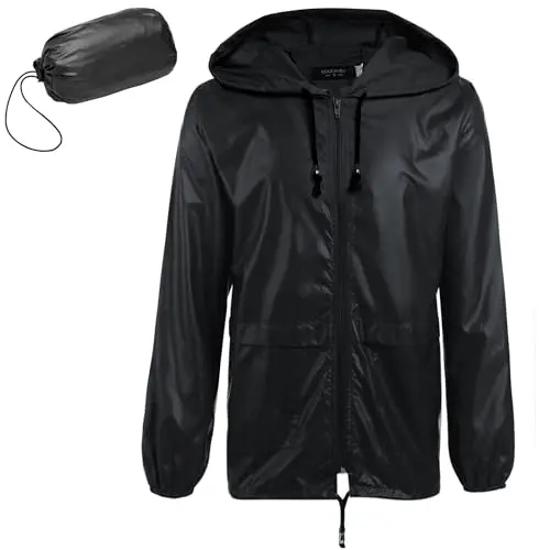 COOFANDY Men's Packable Foldable Raincoat with carrying pouch