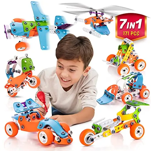 Zingywise 7-in-1 STEM building toy with model car pieces