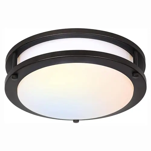 Hykolity round flush mount ceiling light in oil rubbed bronze finish