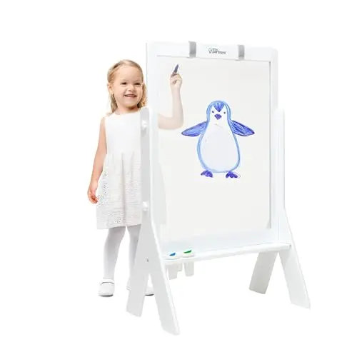 Little Partners white acrylic see-through toddler easel with storage cups