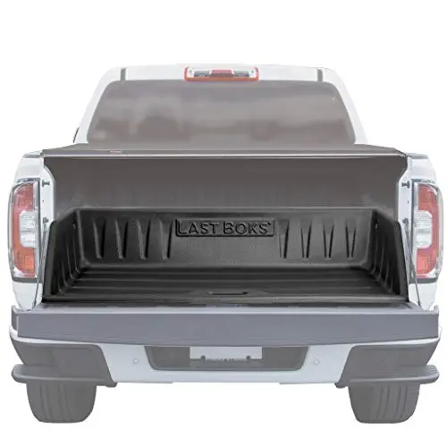 Last Boks black slide-out truck bed cargo organizer on a tailgate