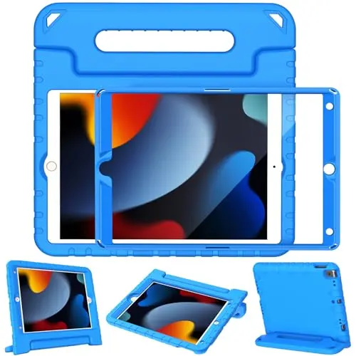 LTROP Blue kids iPad case with large convertible handle stand