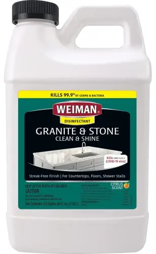 Large 64 oz bottle of Weiman Disinfecting Granite Daily Clean & Shine Refill