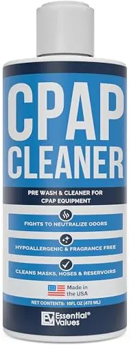 Essential Values CPAP cleaner bottle with 16 fluid ounces