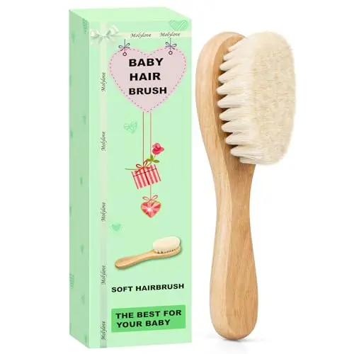 Molylove wooden baby hair brush with soft goat bristles