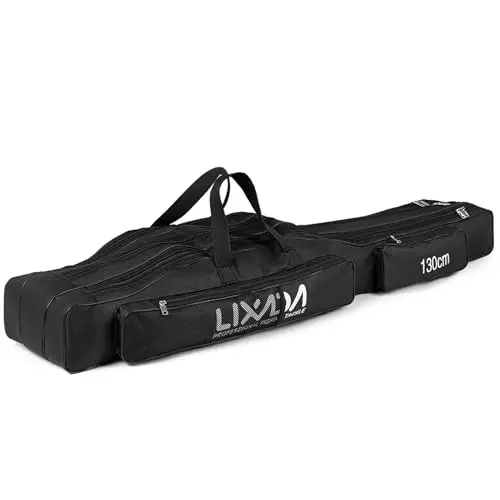 Lixada 3-layer oxford fishing rod bag with multiple pockets