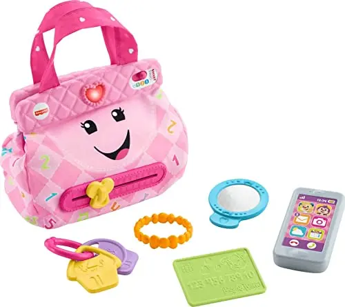 Fisher-Price pink toddler purse toy with lights and accessories