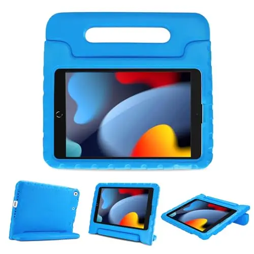 ProCase Blue kids iPad case with 180-degree rotatable handle
