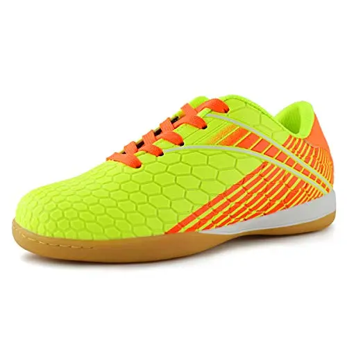 Hawkwell kids athletic indoor soccer shoes in neon green