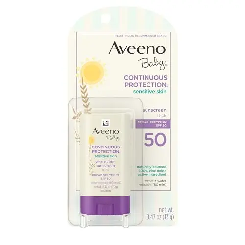 Aveeno Baby mineral sunscreen stick in a twist-up tube
