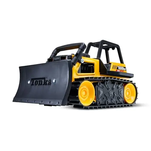 Tonka Steel Classics yellow bulldozer toy with a movable blade