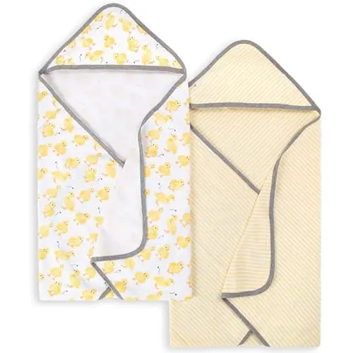 Burt's Bees Baby organic cotton hooded towels with little ducks pattern 2-pack