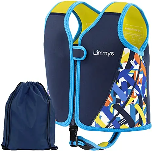 Limmys Premium Azure Blue neoprene swim vest for kids
