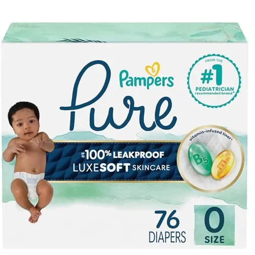 Pampers Pure Protection newborn diapers with shea butter liner in a white package