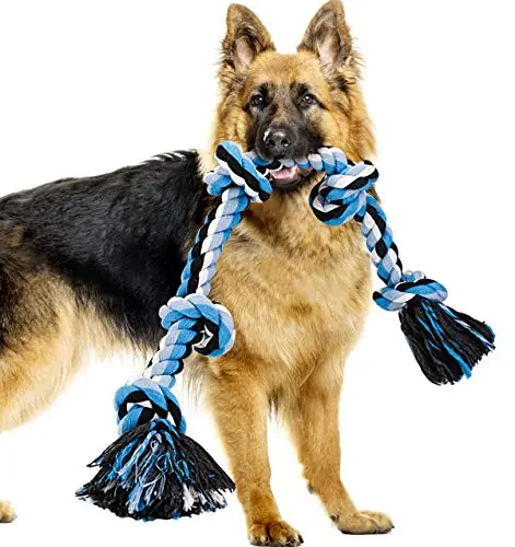 Bmag multicolored thick cotton rope dog toy with five large knots