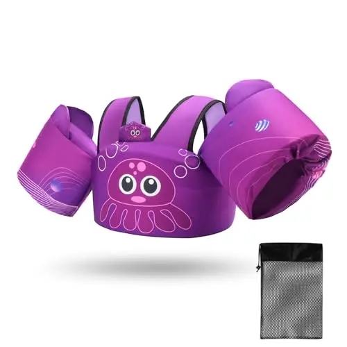 Elejolie Jellyfish designed toddler float swim vest with crossed straps