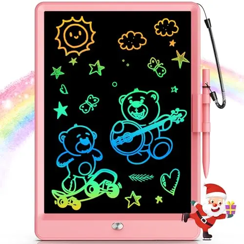 Pink Bravokids LCD writing tablet for kids on a table
