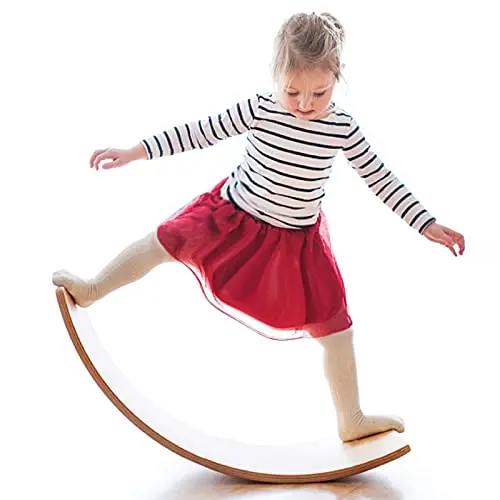 Gentle Monster 35-inch natural wooden wobble balance board for kids and adults