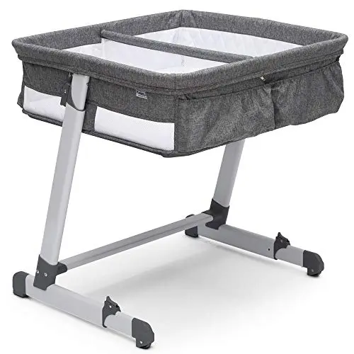Simmons Kids By The Bed City Sleeper Bassinet for Twins in Grey Tweed