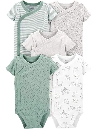 Carter's Simple Joys 5-pack of short-sleeve baby bodysuits with animal prints