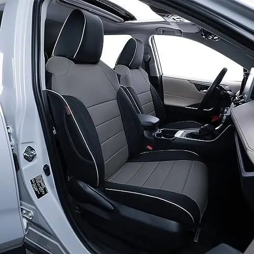 EKR Rav4 seat covers in black/gray, installed on SUV seats with a sleek, original appearance.