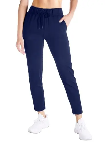 Yogipace Petite women's 7/8 jogger pants in dark blue, casual lounge style