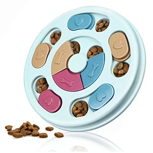 Joansan blue interactive dog puzzle toy with sliding compartments