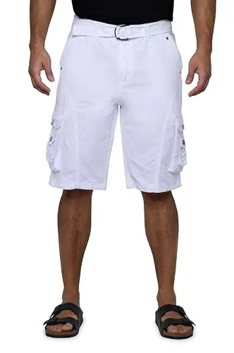 X RAY Big and Tall Cargo Shorts in white color showing multiple pockets