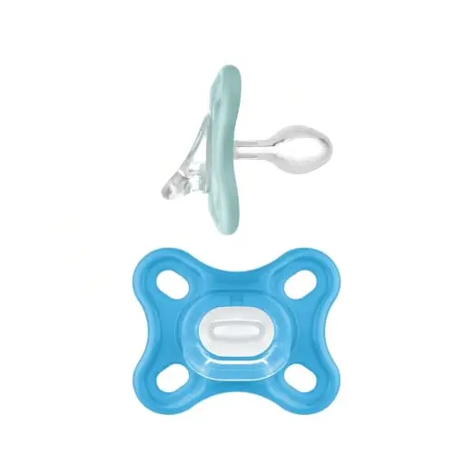 MAM Comfort Baby Pacifier in a sapphire and grey green color