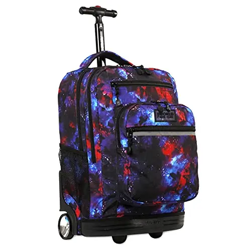 J World Sundance rolling laptop backpack in Galaxy design with large compartments