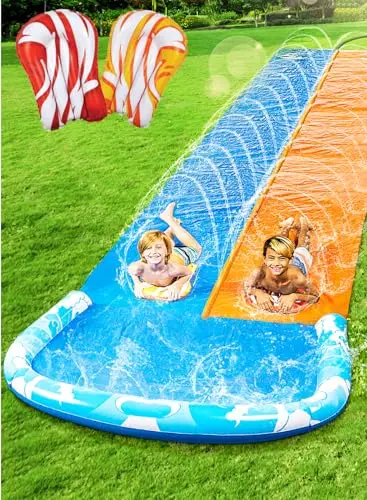 JOYIN 22.5ft water slide with wave pattern and built-in sprinkler