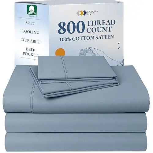 California Design Den 800 thread count luxury split king sheet set in blue