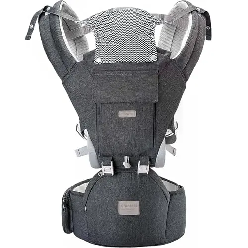 YIYUNBEBE dark grey baby carrier with multiple carrying positions