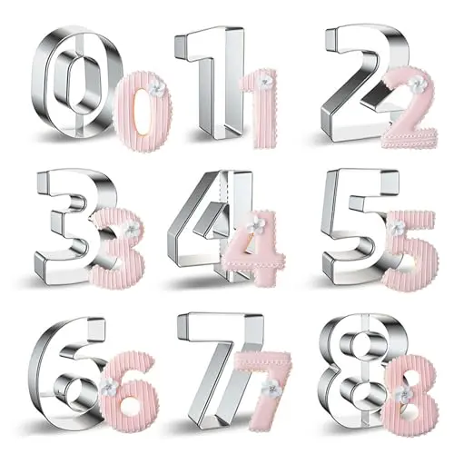 ZADE 9-piece stainless steel number cookie cutters set