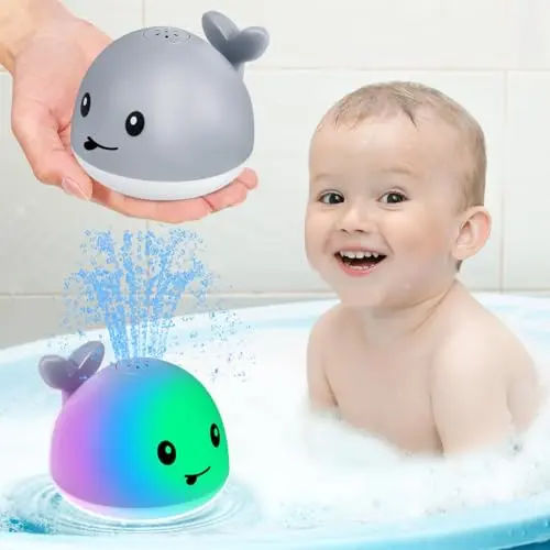 Gigilli Rechargeable Light Up Whale Bath Toy Sprinkler