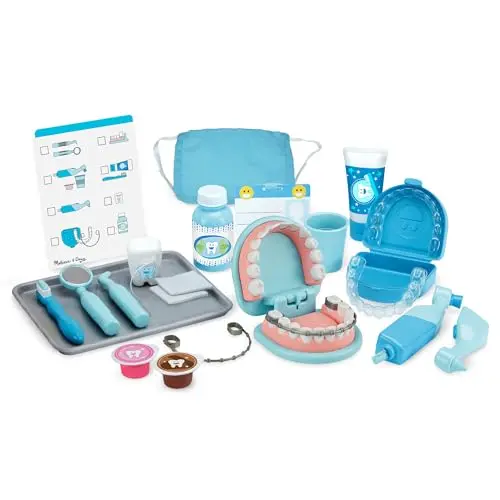 Melissa & Doug dentist play set with oversized teeth model and large dental tools.