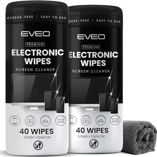 EVEO Electronic Wipes pack with 80 wipes for screens
