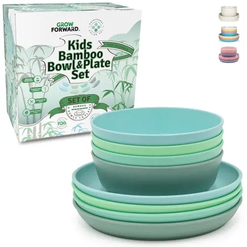 Grow Forward eight-piece set of bamboo plates and bowls