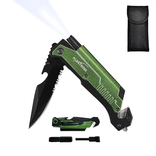 Albatross FK01 green folding pocket knife with multi-tool features