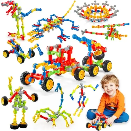 Huaker 125-piece colorful building block set in a storage box