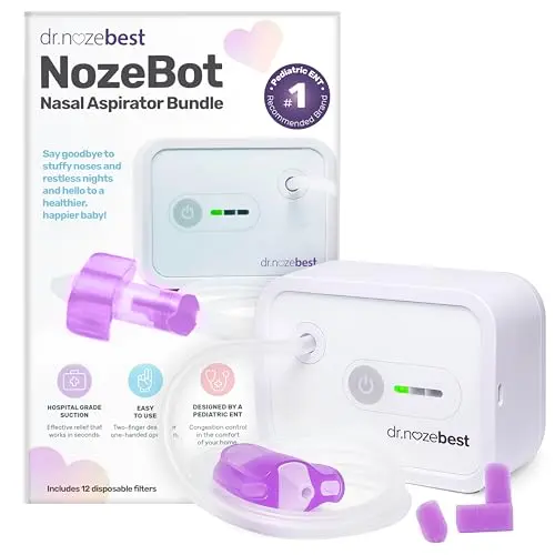 Dr. Noze Best NozeBot electric nasal aspirator with hospital-quality suction and patented nosepiece