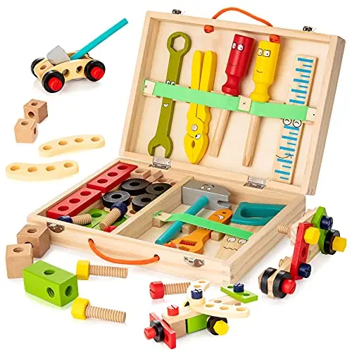 KIDWILL wooden tool kit for toddlers in a toolbox