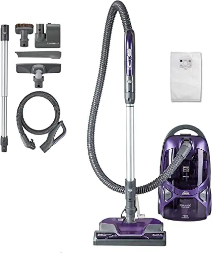 Kenmore purple bagged canister vacuum with attachments for pets