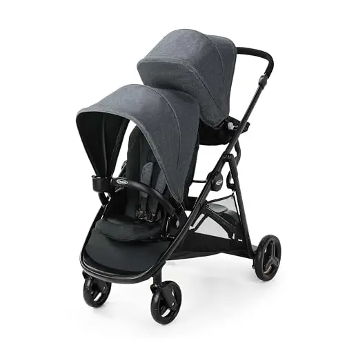 Graco Ready2Grow 2.0 double stroller in Rafa color, folded compactly