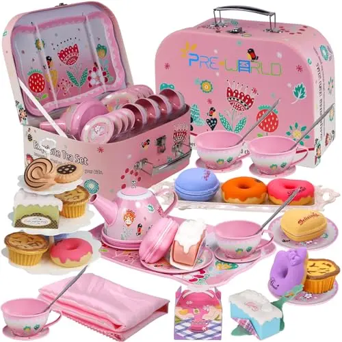PRE-WORLD 45-piece princess tea party set with carrying case