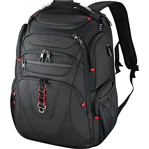 KROSER black large laptop backpack with multiple zippers and compartments