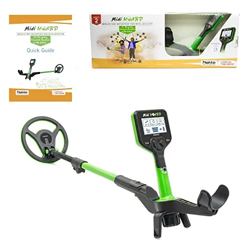 Nokta Midi Hoard green and black waterproof metal detector for kids