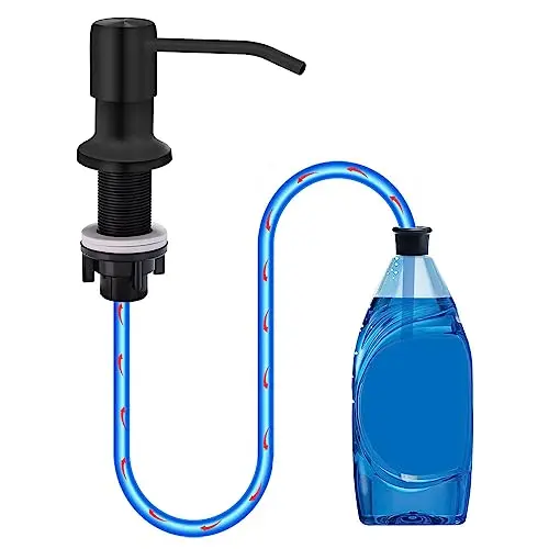 izolor black stainless steel soap dispenser with long silicone tube