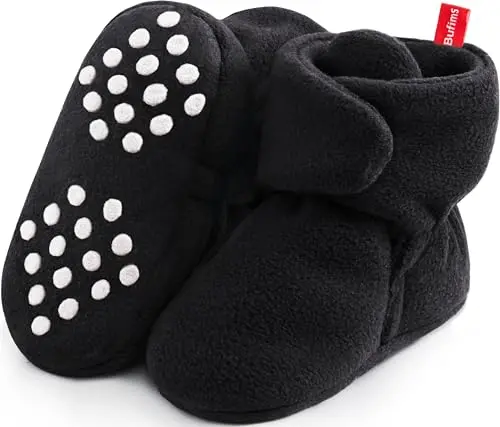Bufims fleece baby booties with non-slip soles for first walkers