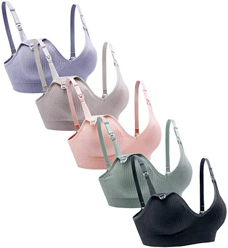 Suekaphin 5 pack of V-neck nursing bralettes